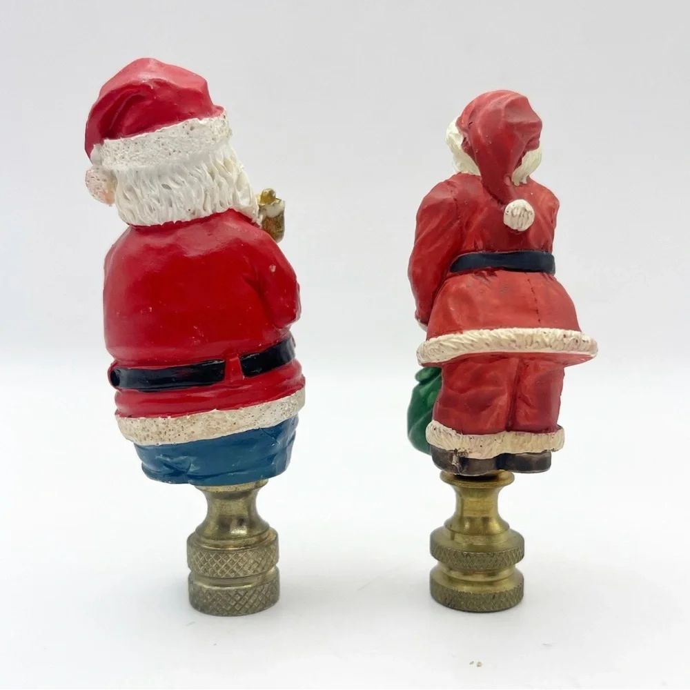 Santa Claus Lamp Finial Christmas Holiday Decoration Lampshade Set of 2